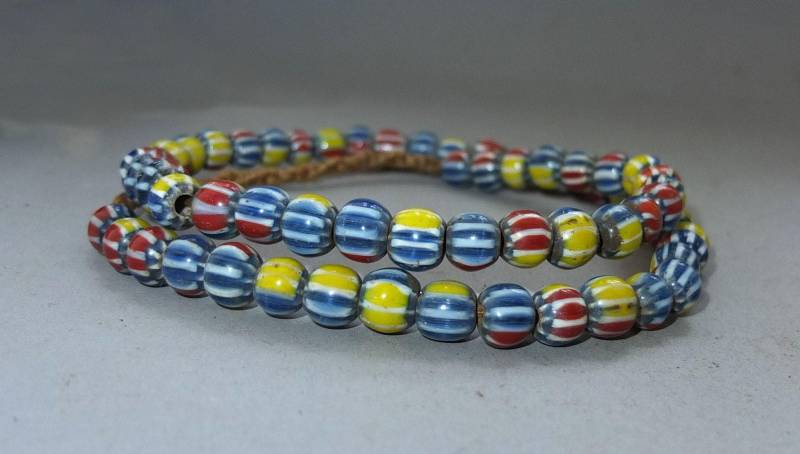 Handgemachte Chevron Glasperlen Halskette, Stammes Schmuck Aus Nepal von oldmaya