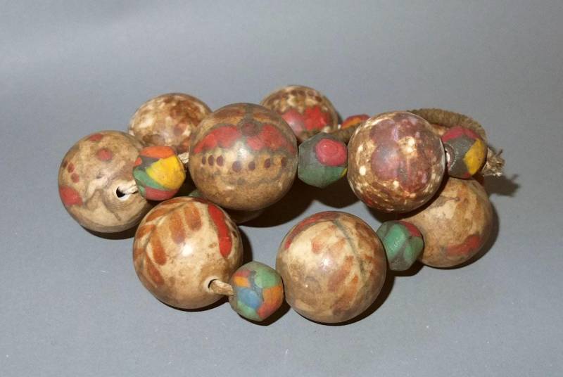 Handgemachte Nepal Keramik Bead Halskette, Himalaya Kunst von oldmaya