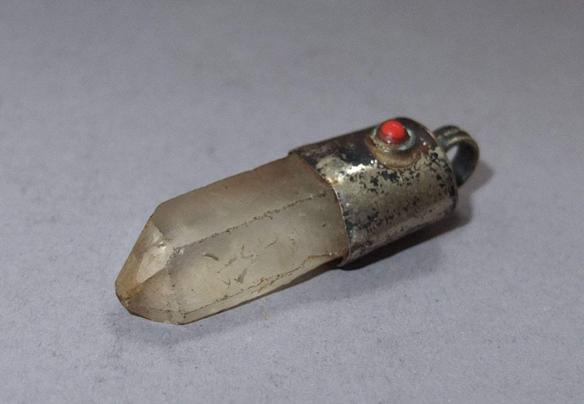 Kristall Amulett Anhänger Mit Metallfassung Aus Nepal, Beschützer von oldmaya