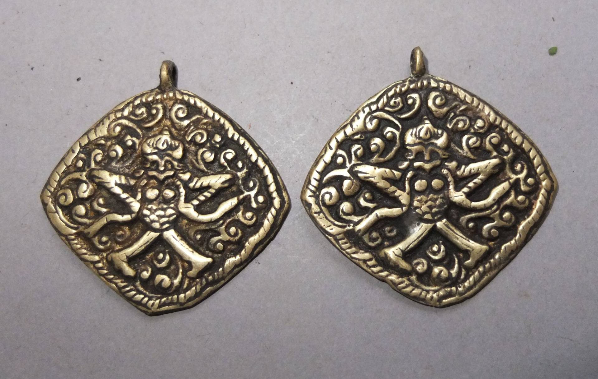 Messing Khyung Garuda Amulett Anhänger, Nepal Volksschmuck von oldmaya