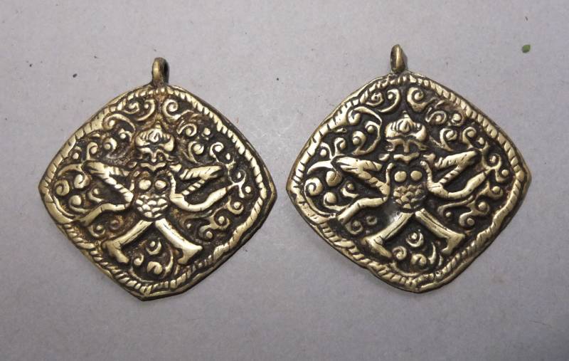 Messing Khyung Garuda Amulett Anhänger, Nepal Volksschmuck von oldmaya
