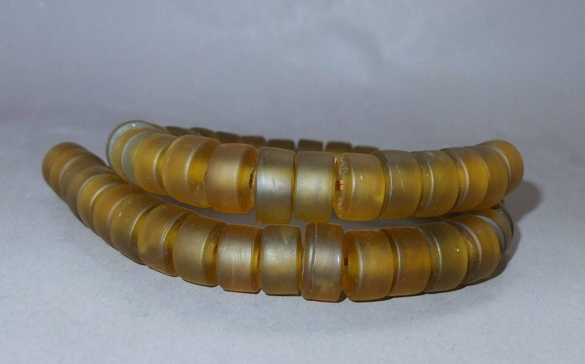 Nepali Transparent Gelb Glasperle Halskette, Folklore Schmuck von oldmaya