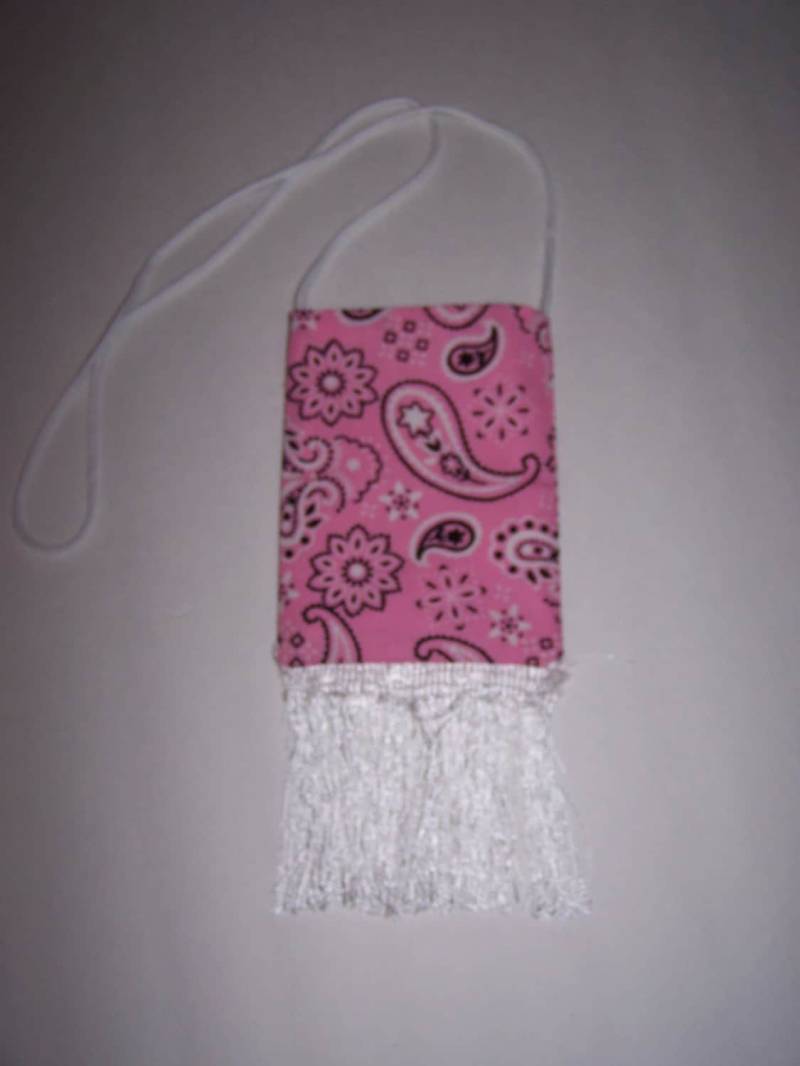 Beuteltasche Crossover-Telefonkasten Klein Rosa Bandana-stoff Mit Fransen-Unterseite-Riemen Handgemacht Gefüttert 16, 5 "x 4, 5" von oldspoolmom