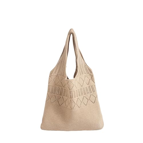 ollyia Häkeltaschen für Damen, stilvolle Netz-Strandtasche, Schultertasche für Damen, süße Sommerurlaub, Boho-Tragetasche, Design 2 Khaki, Large ollyia Häkeltaschen für Damen, stilvolle Netz-Strandtasche, Schultertasche für Damen, süße Sommerurlaub, Boho-Tragetasche, Design 2 Khaki, Large von ollyia