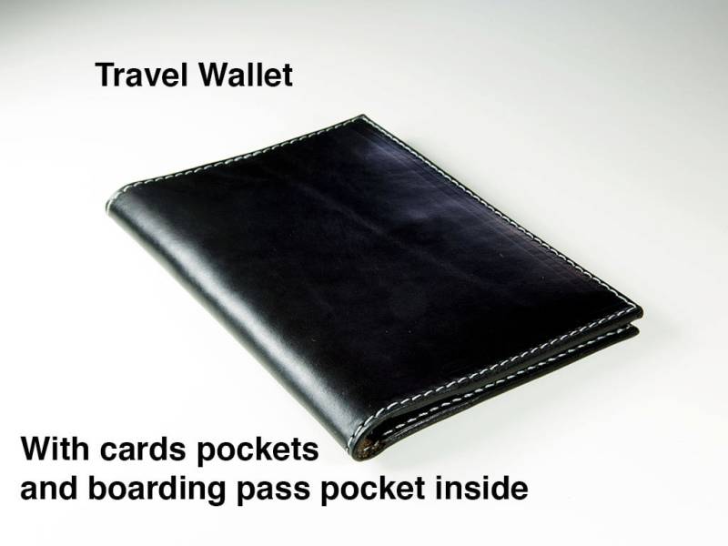 Leder Reisebrieftasche, Personalisierte Passport Brieftasche, Reisedokumente Halter Organizer, Milwaukee Schwarzes von olpr