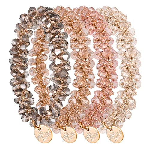 Olyee 4 Stück Kristall Scrunchies Haargummis mit Perlen für Damen, Frauen und Mädchen - Elastischer Pferdeschwanz Haarschmuck von olyee