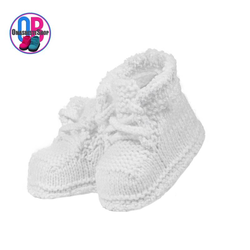 Babyschuhe, Gestrickt, Ohne Naht, 9 cm., Babypolyacryl, Weiß von omasbesteShop