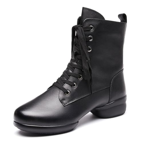 Damen Tanzstiefel, Lace Up High Top Praxis Bühne Ballsaal Schuhe Mode Performance Praxis Tanzschuhe,Rubber Split Sole,40 EU von omcam