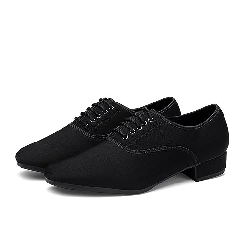 omcam Ballsaal Tanzschuhe Für Männer, 2,5 cm Absatz Tanzschuh Latin Performance Praxis Tanzschuhe Leinwand Tanz Sneaker,Indoor Suede Sole,46 EU von omcam