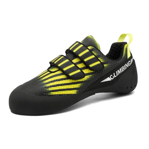 omcam Damen Kletterschuhe Atmungsaktiv rutschfest Bouldern Sport Fitness Sneaker Indoor Outdoor,Gelb,43 EU von omcam