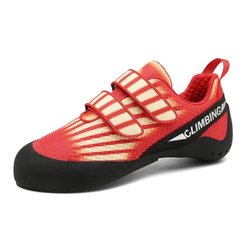 omcam Damen Kletterschuhe Atmungsaktiv rutschfest Bouldern Sport Fitness Sneaker Indoor Outdoor,Rot,42 EU von omcam