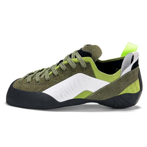 omcam Damen Slip on Boulderschuhe Lässige Mode Klettern Turnschuhe Komfort Rutschfester Sporttrainer Für Kletterer,Grün,44 EU von omcam