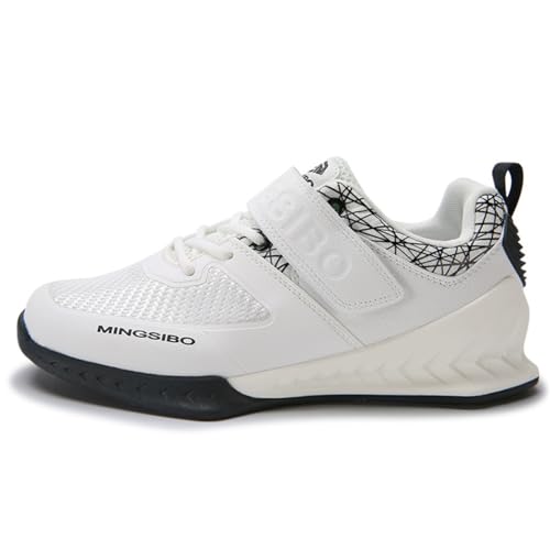 omcam Gewichtheben Kniebeugen Schuhe Für Männer & Frauen - rutschfeste Powerlifting Trainingsschuhe Atmungsaktive Kreuzheben Workouts Turnschuhe,Weiß,42 EU von omcam