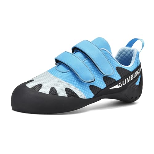 omcam Herren Damen Rock Climbing Sportschuhe Leichter Atmungsaktiver Rutschfester Bouldertrainer Mit Geringem Volumen,Blau,35 EU von omcam