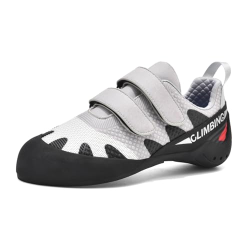 omcam Herren Damen Rock Climbing Sportschuhe Leichter Atmungsaktiver Rutschfester Bouldertrainer Mit Geringem Volumen,Grau,39 EU von omcam