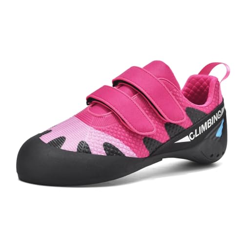 omcam Herren Damen Rock Climbing Sportschuhe Leichter Atmungsaktiver Rutschfester Bouldertrainer Mit Geringem Volumen,Rosa,39 EU von omcam