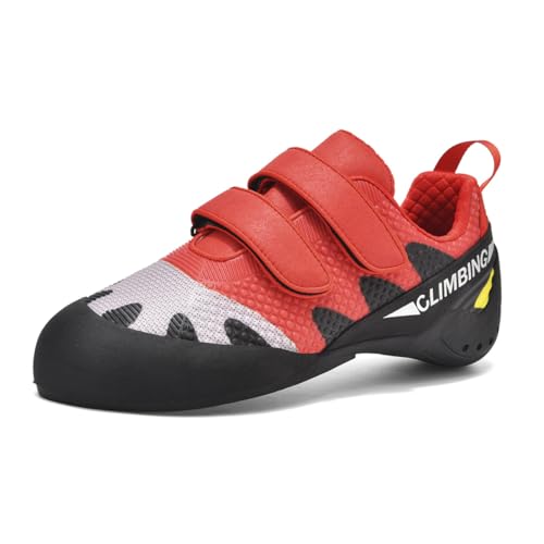 omcam Herren Damen Rock Climbing Sportschuhe Leichter Atmungsaktiver Rutschfester Bouldertrainer Mit Geringem Volumen,Rot,38 EU von omcam
