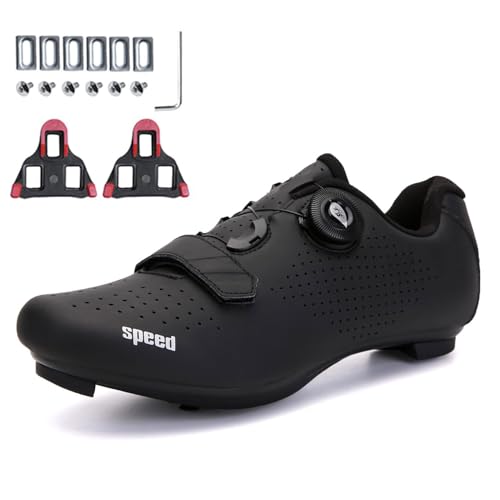 omcam Herren Damen Spin Fahrradschuhe, Damen Rennräder Schuhe Kompatibel Mit SPD & Look Delta Cleats rutschfeste Reitschuhe,Schwarz,40 EU von omcam
