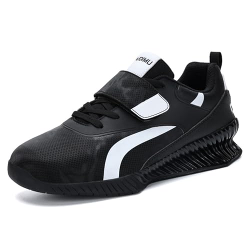 omcam Herren Slip on Bodybuilding Schuhe Leichte Powerlifting Schuhe rutschfeste Kniebeugen Athletic Gym Workout Turnschuhe,Schwarz,42 EU von omcam
