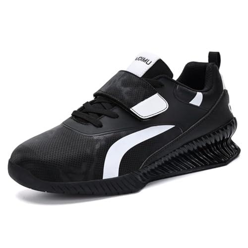 omcam Herrengewichtheberschuhe, Leder-Squat-Schuhe Mode Powerlifting & Bodybuilding-Schuhe Lässige Fitness-Sportschuhe,Schwarz,39 EU von omcam