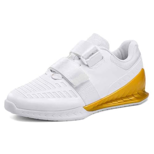 omcam Herrenmode Bodybuilding Turnschuhe Atmungsaktive Kniebeugen Sportschuhe rutschfeste Powerlifting Cross-Trainingsschuhe,Weiß,45 EU von omcam