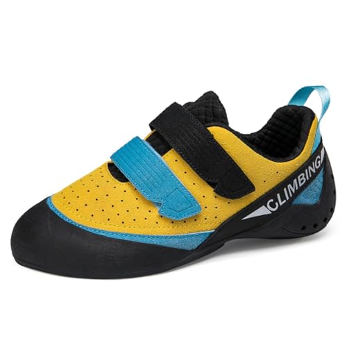 omcam Kinder Teenager Anfänger Kletterschuhe Für Sport & Fitnessstudio, Damen Leichte Atmungsaktive Mesh Indoor Boulderschuhe,Gelb,38 EU von omcam