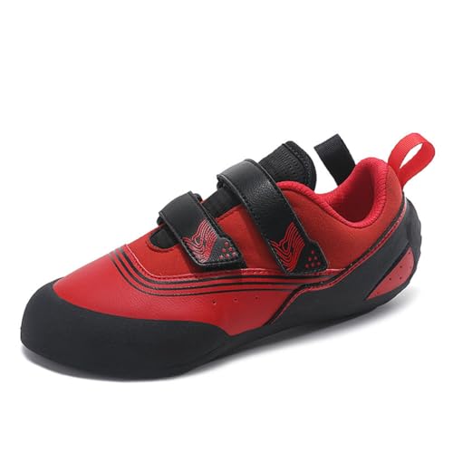 omcam Kletterschuhe, Leichte rutschfeste Indoor-Boulder-Turnschuhe Mesh Atmungsaktive Sportschuhe Für Männer Frauen Teenager,Rot,41 EU von omcam