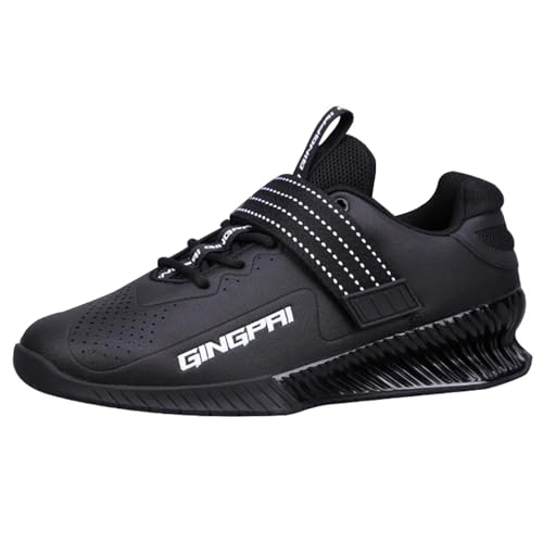 omcam Kniebeugenschuhe Für Männer, Gewichtheberschuhe Für Powerlifting, Kreuzheben Klettverschluss Schnürschuhe,Schwarz,37 EU von omcam