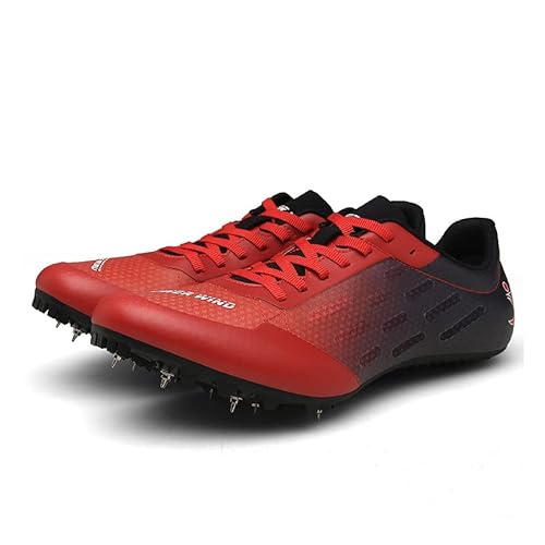 omcam Männer Frauen Leichtathletik Schuhe Spikes Laufen Rennen Turnschuhe Mode Sprinttraining Athletische Turnschuhe Jungen Mädchen,Rot,39 EU von omcam