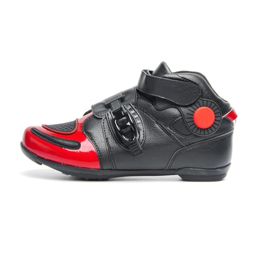omcam Motorradfahrer-Schuhe Für Männer Und Frauen, Modische Knöchelunterstützung, Verstellbare Modische Motorradstiefel,Rot,44 EU von omcam