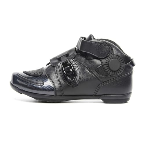 omcam Motorradfahrer-Schuhe Für Männer Und Frauen, Modische Knöchelunterstützung, Verstellbare Modische Motorradstiefel,Schwarz,44 EU von omcam