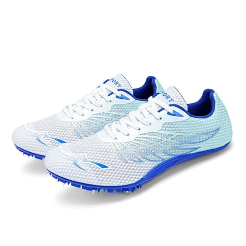 omcam Unisex-Leichtathletikschuhe Spikes Bahnrennen Jumping Turnschuhe Professionelle Sprint Laufschuhe Für Männer Frauen Kinder Jungen Mädchen,Blau,36 EU von omcam