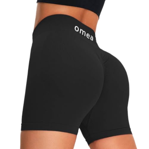 omea sports Sportleggings kurz für Damen Leggings Shorts Yogahose Radlerhose Kurze Hose Gym Fitnessstudio (DE/NL/SE/PL, Alphanumerisch, S, Regular, Regular, Schwarz) von omea sports