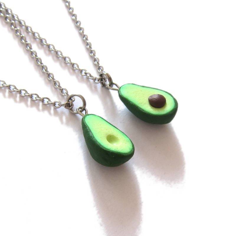 Avocado Freundschaft Halskette Set Polymer Clay Bff Schmuck von omifimo