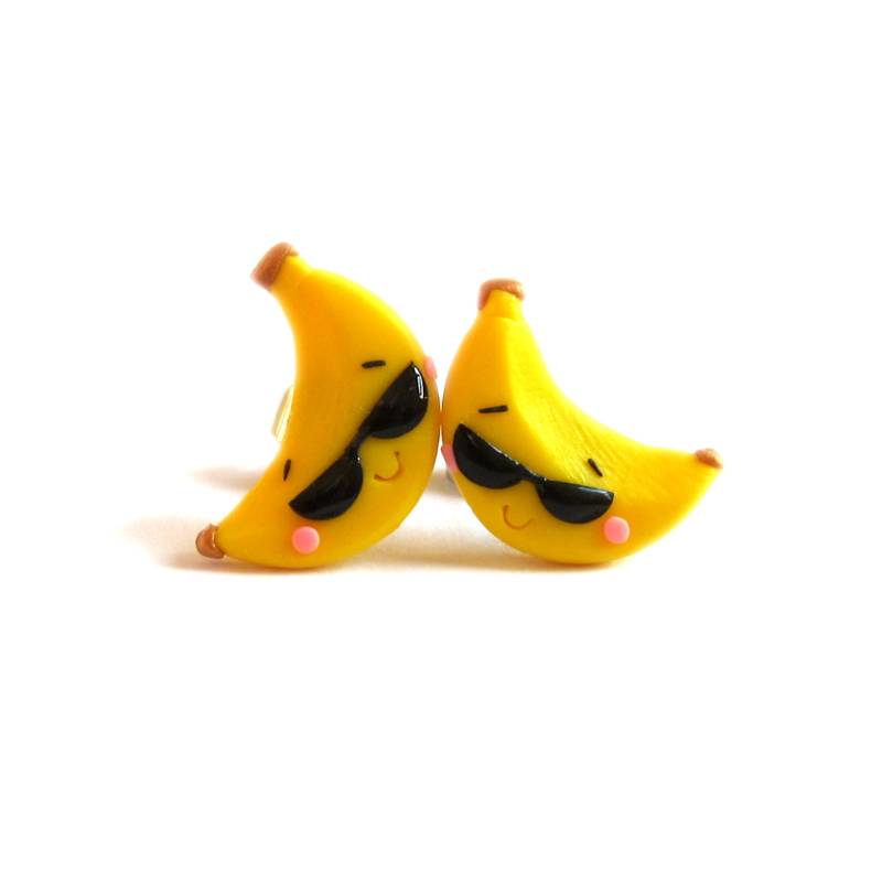 Fimo Clay Bananen Ohrringe Lustiger Obst Schmuck von omifimo