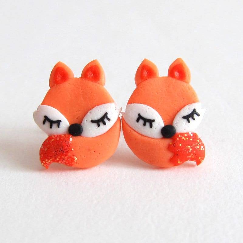 Fuchs Ohrringe - Niedliche Orange Ohrstecker Für Kinder Polymer Clay Tier Schmuck Mädchen Handgemachte Wald Geschenkidee von omifimo