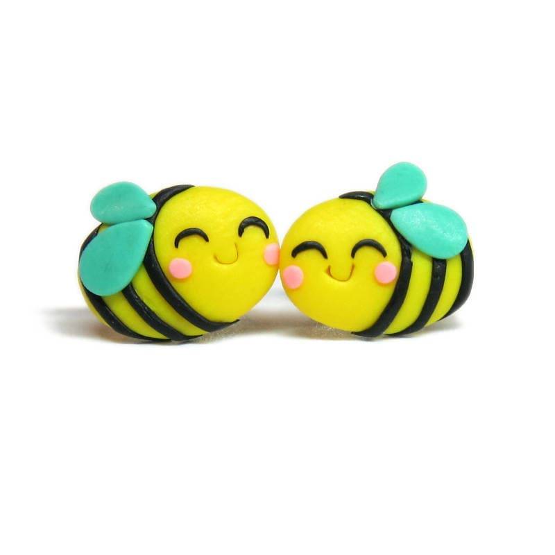 Handgemachte Biene Ohrstecker Aus Polymer Clay Kawaii Kinder Schmuck von omifimo