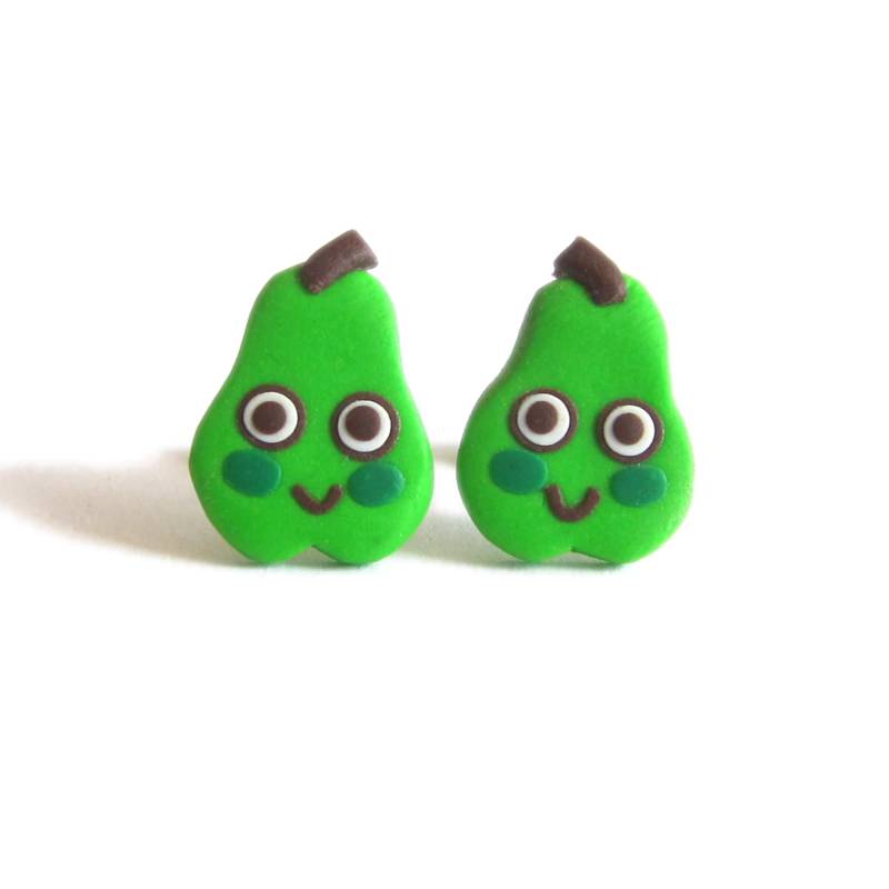 Handgemachte Birne Ohrstecker - Kawaii Polymer Clay Obst Ohrringe Lustige Geschenke Lustiger Schmuck Für Kinder von omifimo