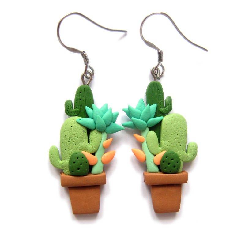 Handgemachte Kaktus Ohrringe Aus Polymer Clay von omifimo