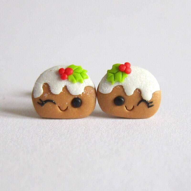 Handgemachte Weihnachtspudding Ohrringe Polymer Clay Urlaub Schmuck von omifimo
