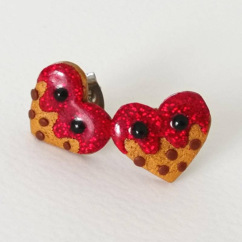 Red Glitter Herz Cookie Ohrringe, Weihnachtsschmuck, Weihnachtsgeschenke Für Sie von omifimo