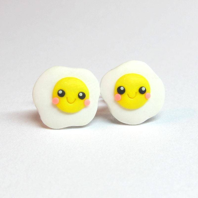 Kawaii Ei Ohrstecker - Handgemachte Polymer Clay Lustiges Essen Schmuck Miniatur Ohrringe Für Kinder von omifimo