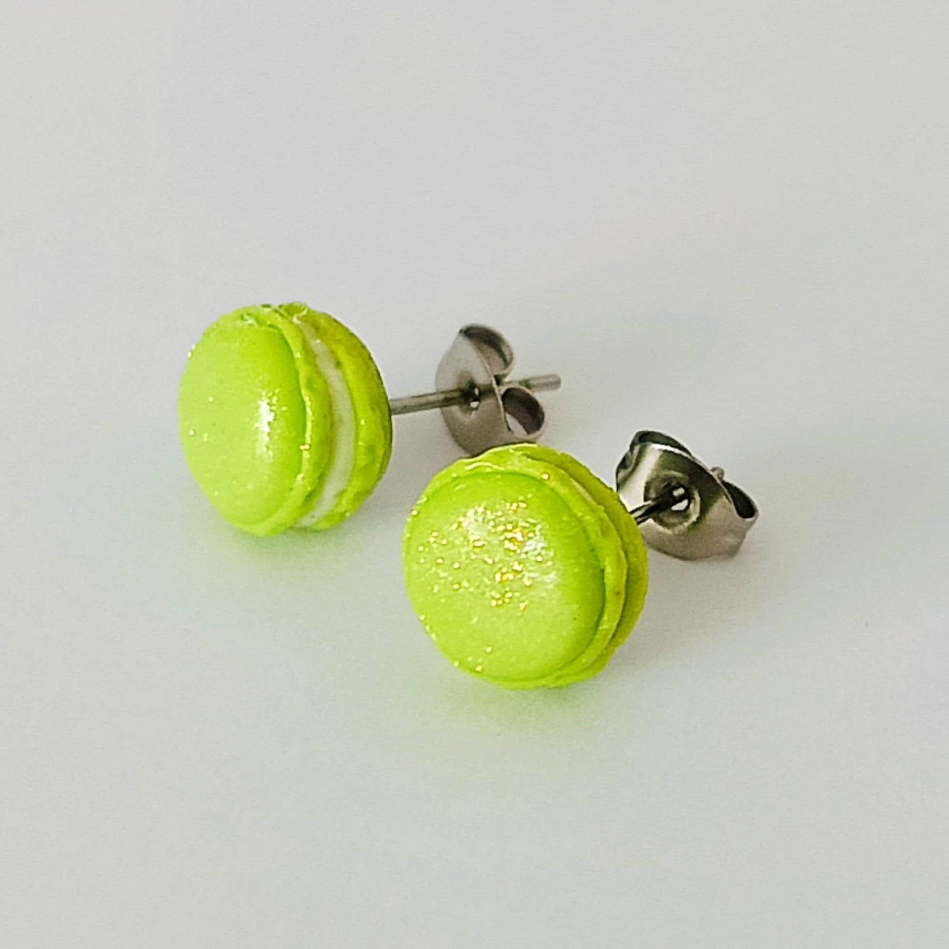 Grüne Macaron Ohrringe - Miniatur Polymer Clay Essen Schmuck Süße Für Kinder von omifimo