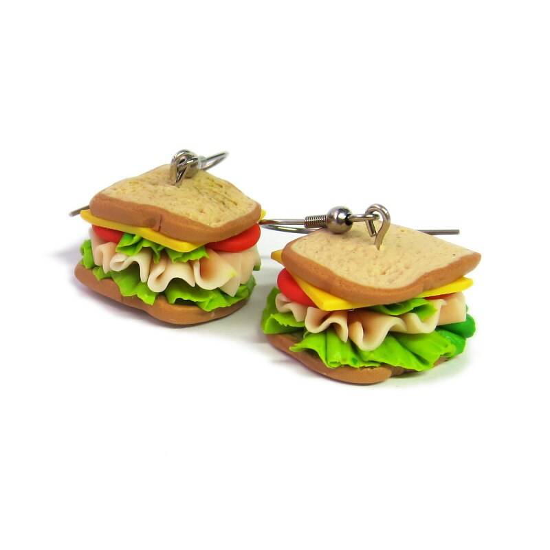 Sandwich Ohrringe Handgemachte Miniatur Essen Schmuck von omifimo