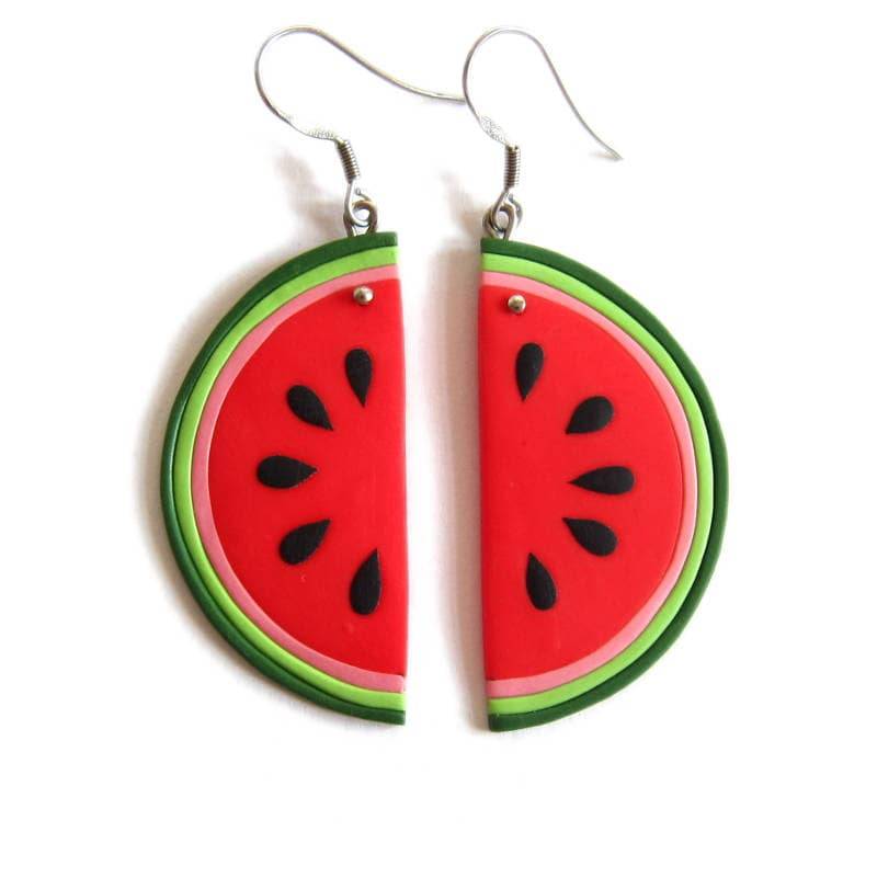 Wassermelonen Ohrringe Handgemachte Fimo Obst Schmuck von omifimo