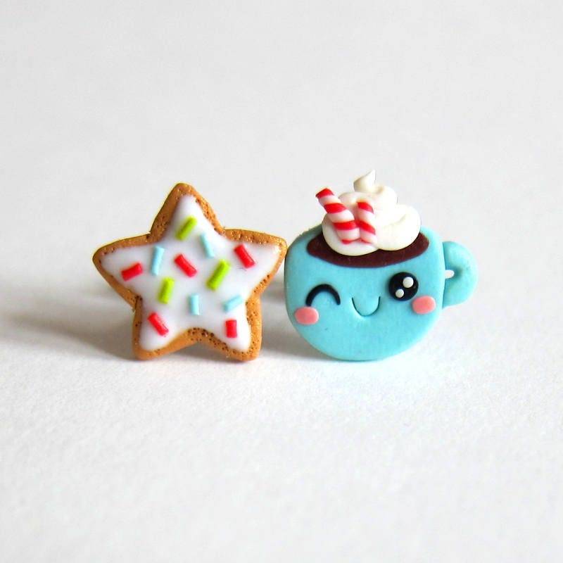 Weihnachtsohrringe, Weihnachtsschmuck, Weihnachtsgeschenk-Ideen, Weihnachtsbecher, Lebensmittel-Ohrringe, Miniatur-Essen-Schmuck, Weihnachtsgeschenke von omifimo