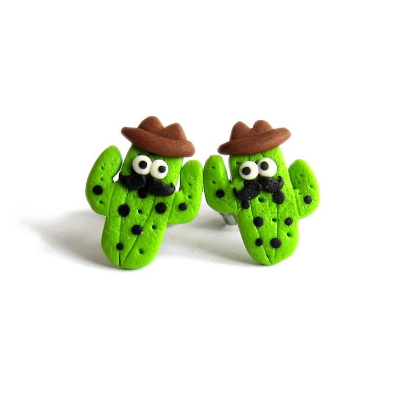 Lustige Kaktus Ohrstecker - Polymer Clay Pflanzen Ohrringe Gärtner Geschenkidee Weihnachtsschmuck Geschenk von omifimo