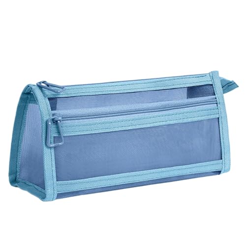 Doppelschichten Meshes Bleistiftkoffer Stiftbeutel Große Kapazität Stiftkoffer Stifte Beutel Clear Bleistiftbeutel Schreibtisch Organisatoren Bleistiftkoffer Bleistiftbeutel Clear Stift Case Mesh Pen von omiinitio