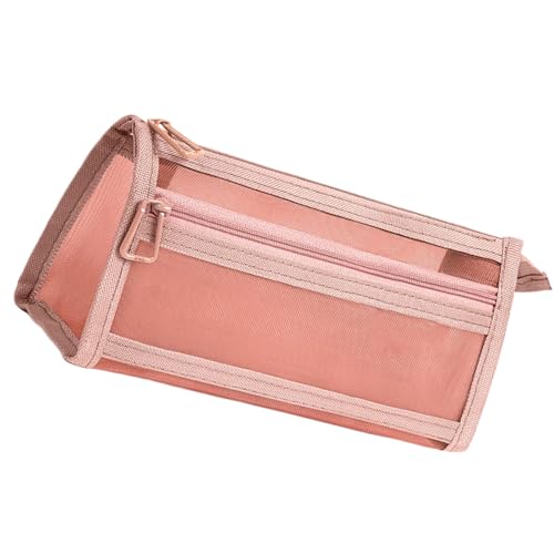 Doppelschichten Meshes Bleistiftkoffer Stiftbeutel Große Kapazität Stiftkoffer Stifte Beutel Clear Bleistiftbeutel Schreibtisch Organisatoren Bleistiftkoffer Bleistiftbeutel Clear Stift Case Mesh Pen von omiinitio
