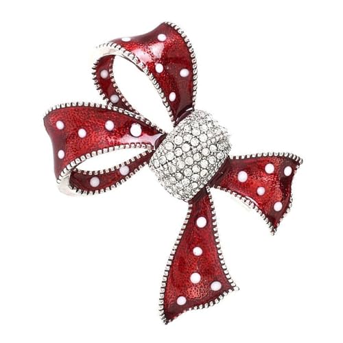 Eleganter Bogenknoten Emaillierter Brosche Pin Mit Strasssteinen Funkelnden Roten Kristall Schmetterling Knoten Frauen Party Tragen Accessoire Damen Email Bowknot Brosche Für Taschen von omiinitio